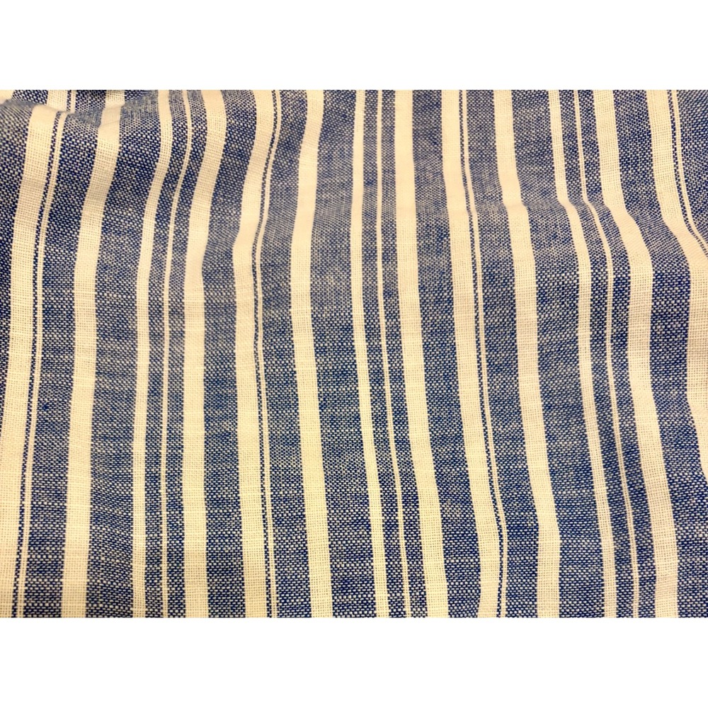 Blue & White Striped Cotton Linen Tie Front Crop Top Size Small Coastal - Picture 3 of 8